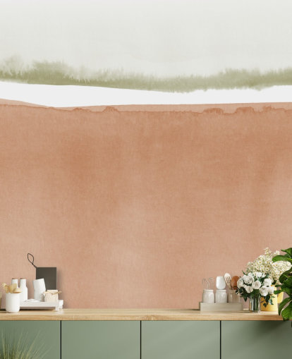 terracotta and sage green abstract wallpaper