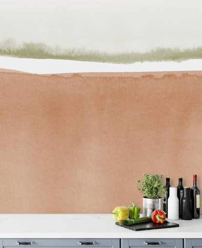 terracotta and sage green abstract wallpaper