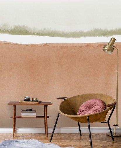 terracotta and sage green abstract wallpaper