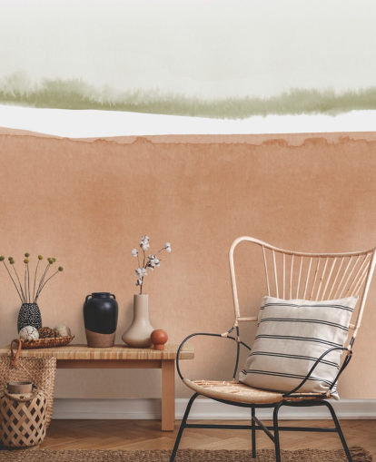 terracotta and sage green abstract wallpaper