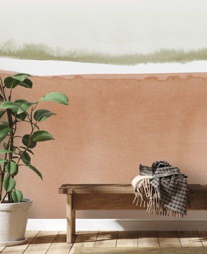 carta da parati astratta in terracotta e verde salvia