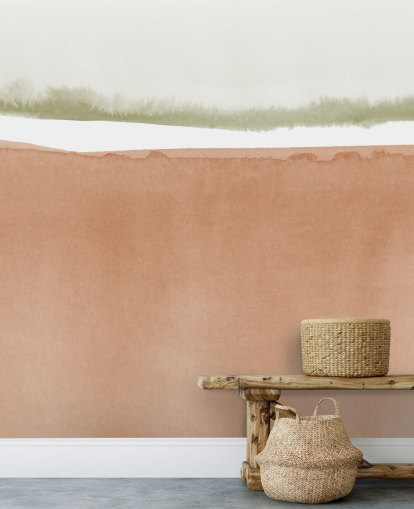 terracotta en saliegroen abstract behang