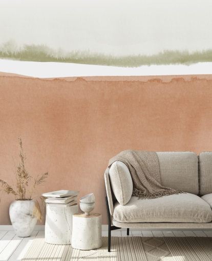terracotta and sage green abstract wallpaper