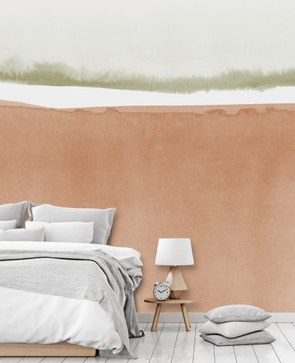terracotta and sage green abstract wallpaper