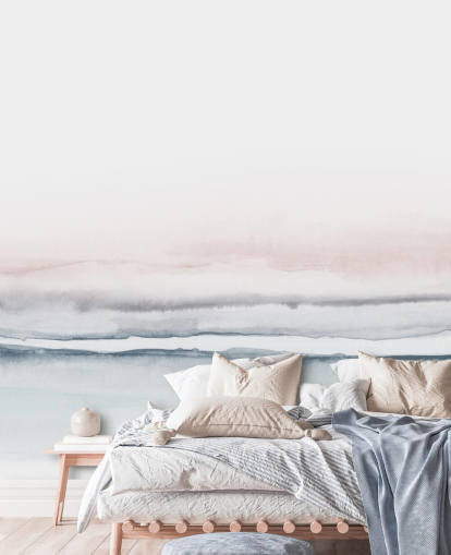 abstrakte Tapete in Pastellrosa und Blau