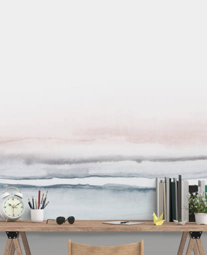 abstrakte Tapete in Pastellrosa und Blau