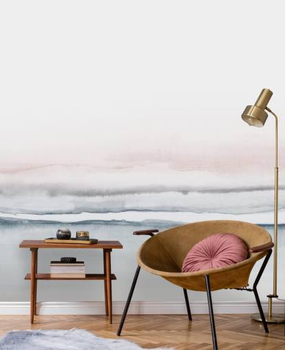 abstrakte Tapete in Pastellrosa und Blau