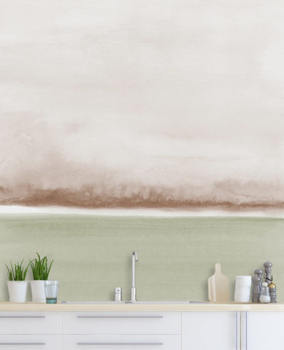 salie groen en bruin abstract behang