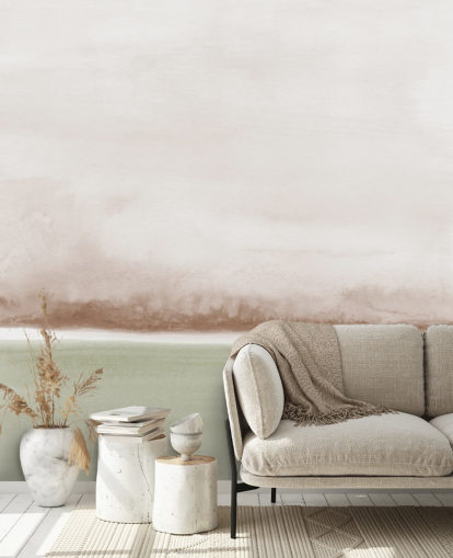 carta da parati astratta verde salvia e marrone