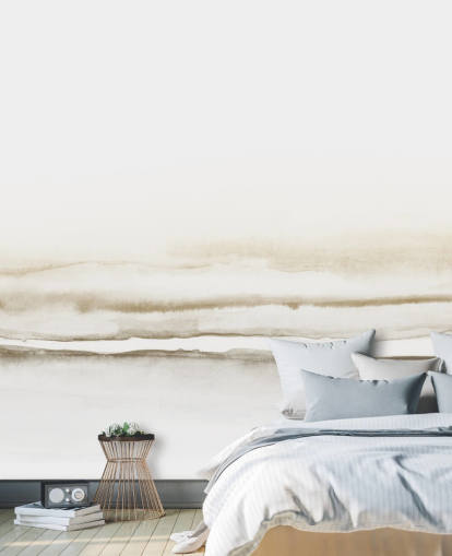 papier peint paysage aquarelle dans des tons beiges doux