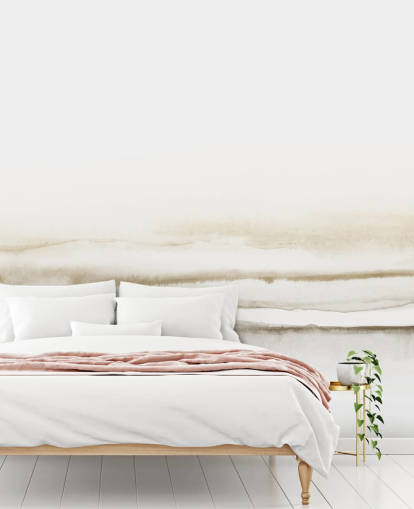 aquarellandschap in zachte beige tinten behang