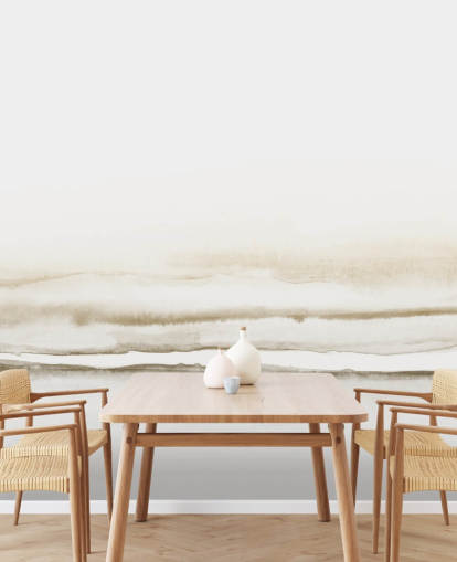 papel pintado de paisaje en acuarela en tonos beige suaves