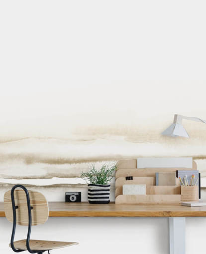 papel pintado de paisaje en acuarela en tonos beige suaves