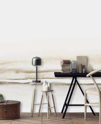 watercolor landscape in soft beige tones wallpaper