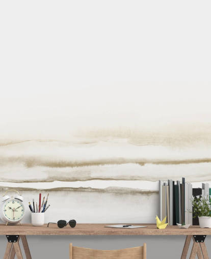 watercolour landscape in soft beige tones wallpaper