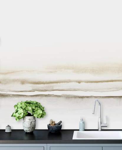 watercolour landscape in soft beige tones wallpaper