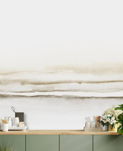 papel pintado de paisaje en acuarela en tonos beige suaves