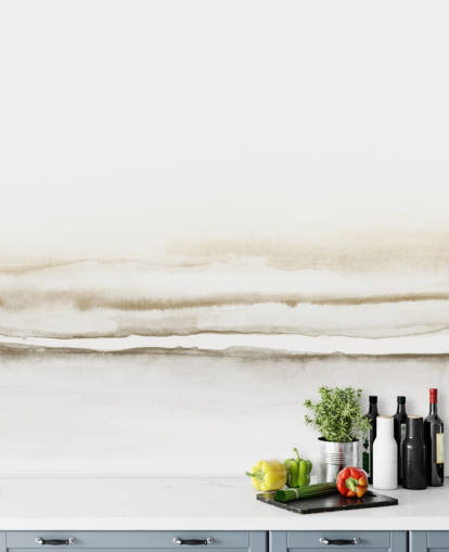 akvarellandskab i bløde beige toner tapet