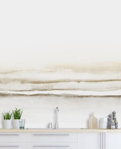 papel pintado de paisaje en acuarela en tonos beige suaves