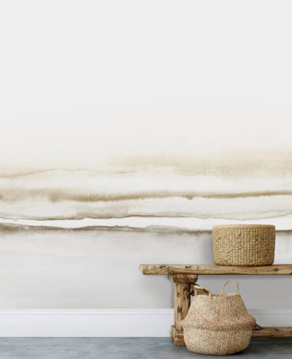 aquarellandschap in zachte beige tinten behang