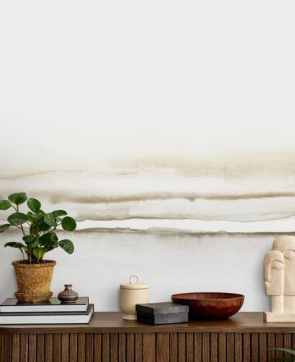 watercolour landscape in soft beige tones wallpaper