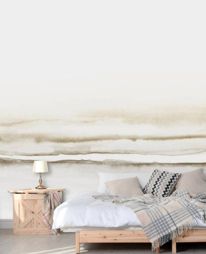 papel pintado de paisaje en acuarela en tonos beige suaves