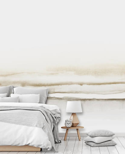 aquarellandschap in zachte beige tinten behang