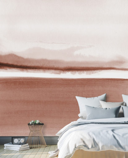 terracotta toned abstract landscape wallpaper