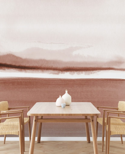 terracotta getinte abstracte landschapsbehang