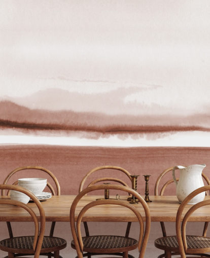papel pintado de paisaje abstracto en tonos terracota