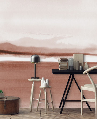 terracotta toned abstract landscape wallpaper