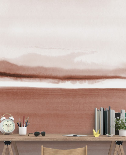 papel de parede paisagem abstrata em tons de terracota