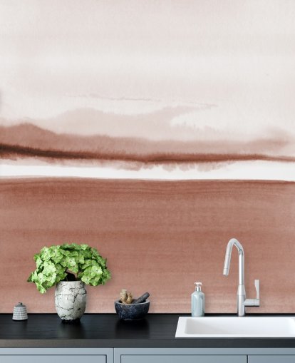 terrakotta tonad abstrakt landskap tapeter