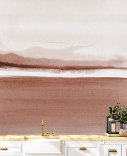 terracotta toned abstract landscape wallpaper