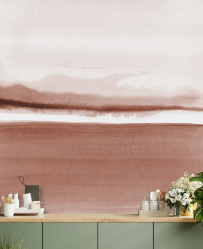 terracotta toned abstract landscape wallpaper