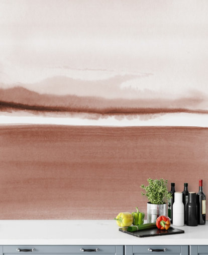 terracotta toned abstract landscape wallpaper