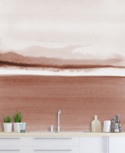 terracotta toned abstract landscape wallpaper