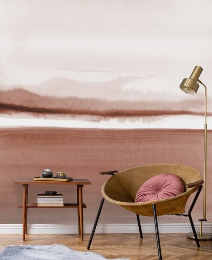 terracotta tonet abstrakt landskab tapet