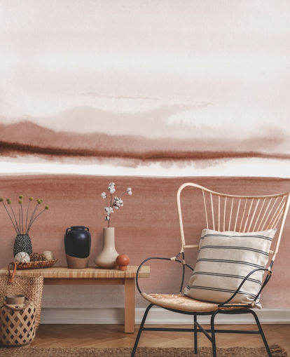papel de parede paisagem abstrata em tons de terracota