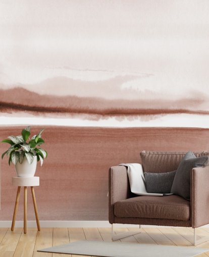 papel de parede paisagem abstrata em tons de terracota