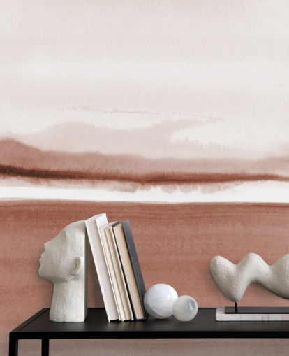 papel pintado de paisaje abstracto en tonos terracota