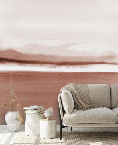 papel pintado de paisaje abstracto en tonos terracota