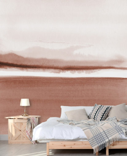 terracotta toned abstract landscape wallpaper