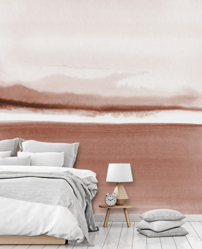 papel pintado de paisaje abstracto en tonos terracota