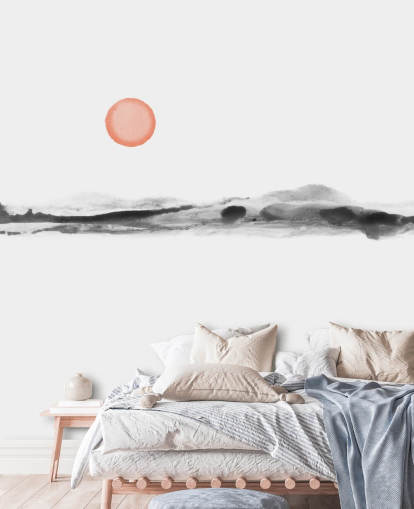 zwart, wit en terracotta behang