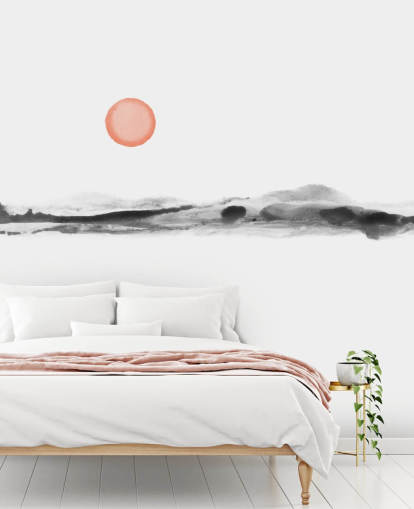 black, white and terracotta wallpaper