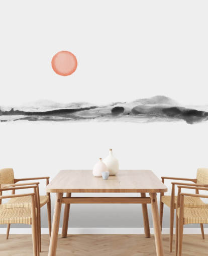 black, white and terracotta wallpaper