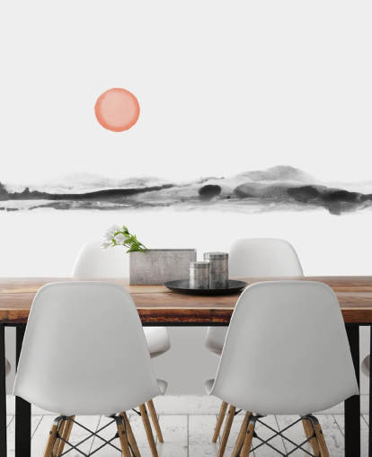 black, white and terracotta wallpaper