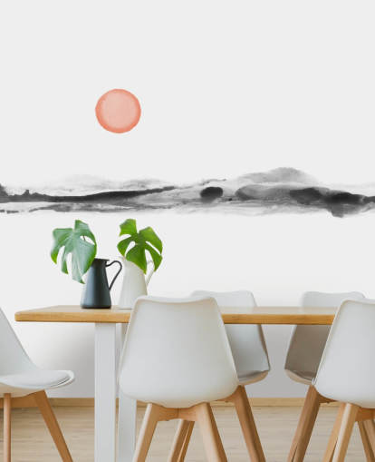 black, white and terracotta wallpaper