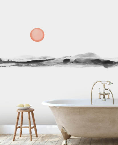 papier peint noir, blanc et terre cuite